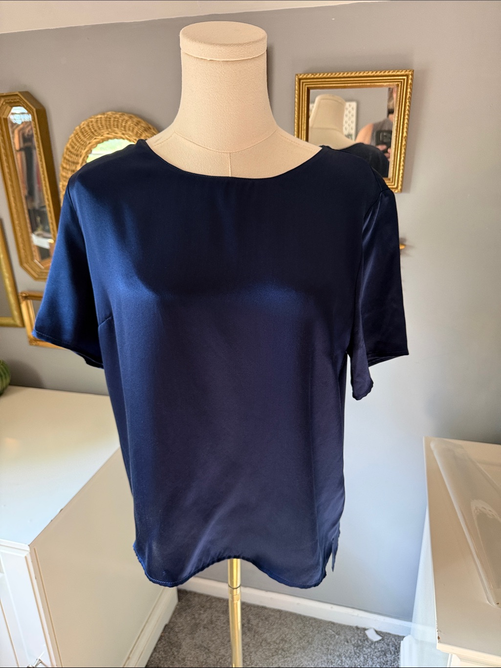 Amanda Uprichard Cobalt Blue Silk Top. Medium